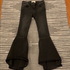 free people ruffle flare out (bell bottoms) jeans